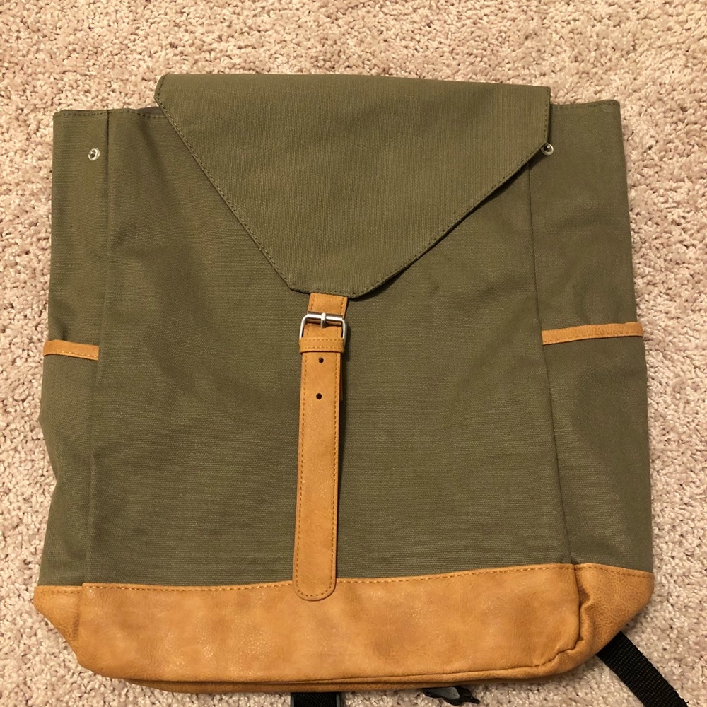 NWT Olive Green canvas book bag